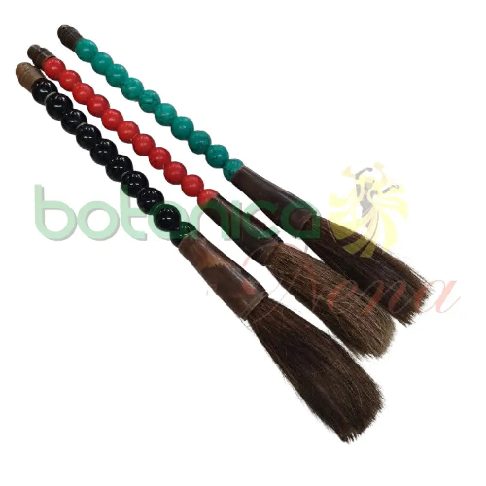 Brocha Ifa Grande Antigua con mango en Piedras Pequeña verde roja y negro 10’’