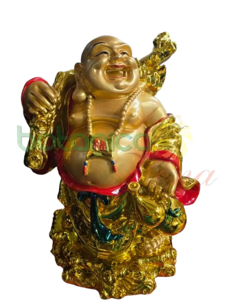 Buda / Buddha Dorado brillante Grande 12’’Alto Parado en Yuanbao