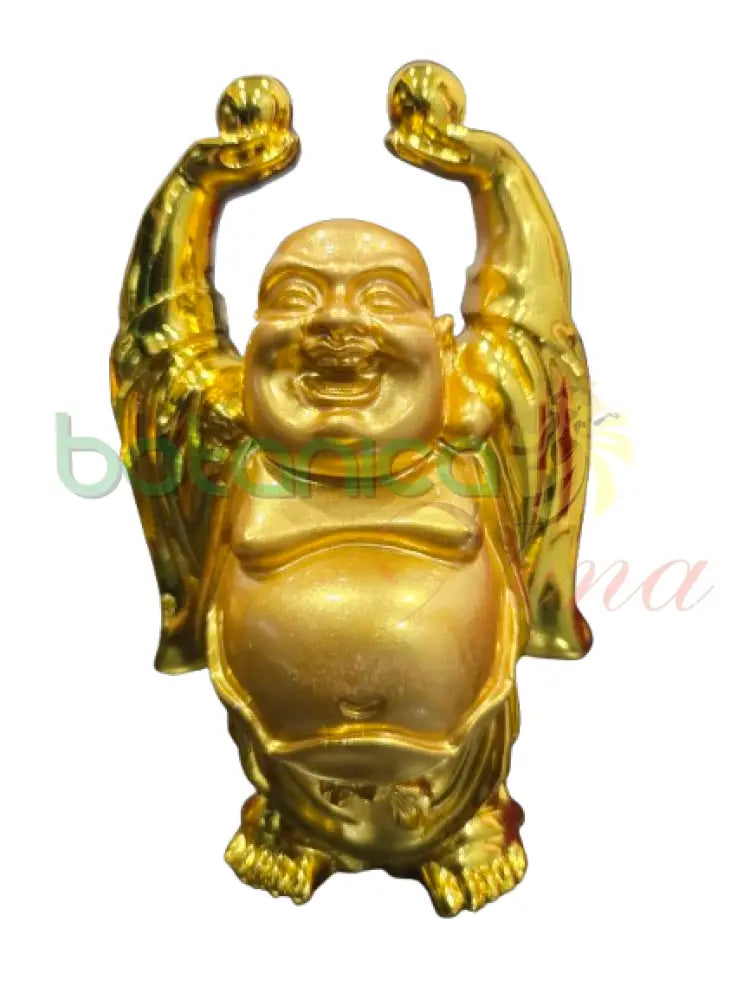 Buda / Buddha Dorado brillante Pequeño 3.5’’H y 4.5’’H Aprox Parado con manos arriba