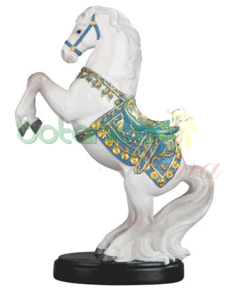 Caballo Blanco con montura azul