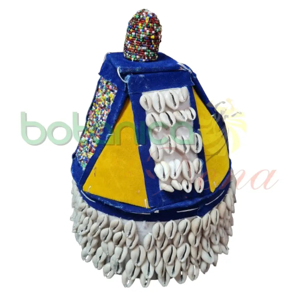 Casa de ORI 11’’Alto x 5’’ Amarilla azul y franja multicolor