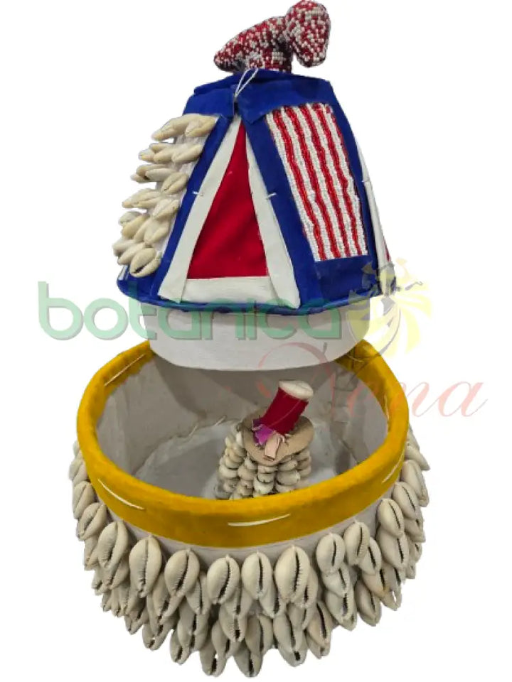 Casa de ORI 11’’Alto x 5’’ Azul amarillo y rojo