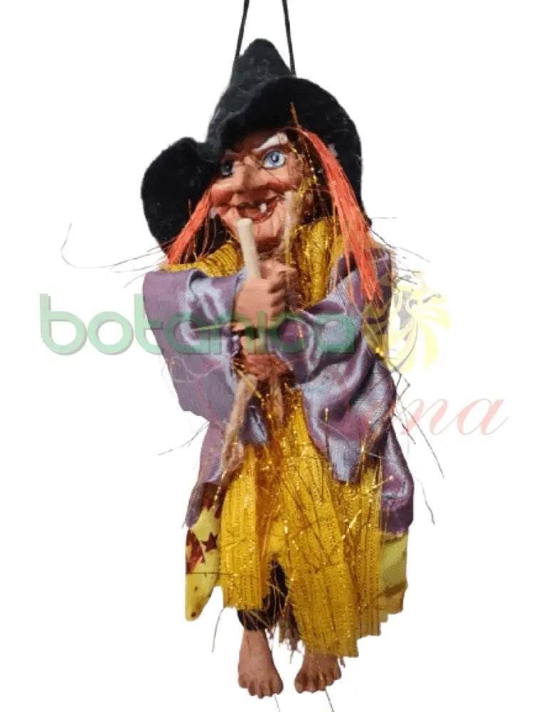 Colgante Bruja voladora en escoba - Botanica Nena