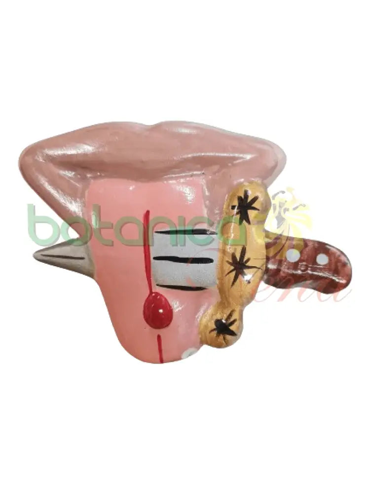 Colgante labios con lengua con cuchillo -Yeso - Verde 3.5"Alto x 4.5"Ancho - Botanica Nena