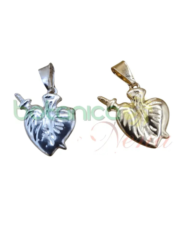 Corazon con Flecha baño de Plata y Oro 0.5"H - Botanica Nena