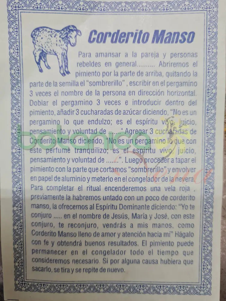 Corderito Manso Original - Botanica Nena