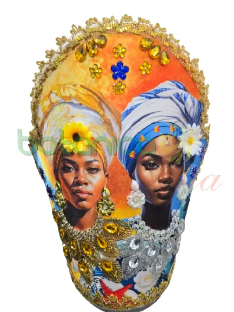 Corona con la imagen del Orishas 14’’H x 10’’W 2 Aguas Yemaya y Oshun
