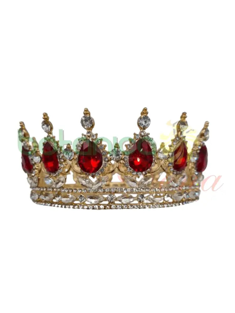 Corona de Santo Dorado con Cristales Roja - Botanica Nena