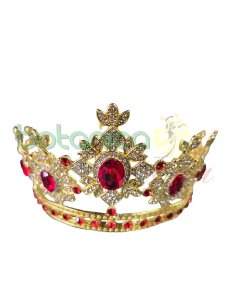 Corona de Santo Dorado con Cristales Roja Estilo 1 Cristales Rojo y Blanco o transparente