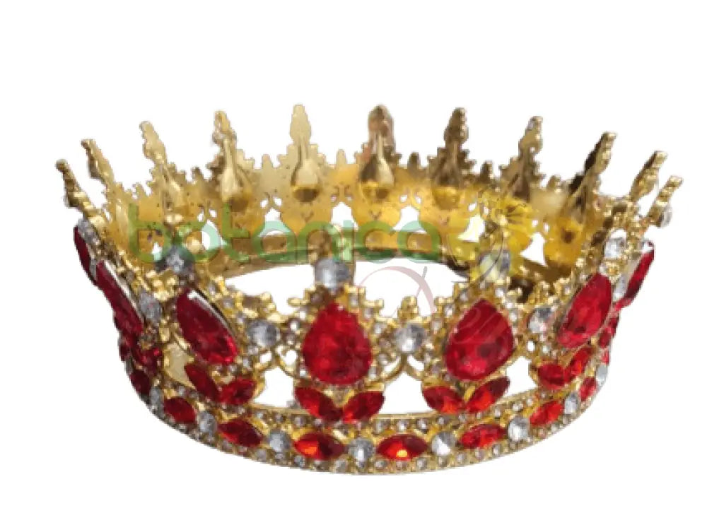 Corona de Santo Dorado con Cristales Roja - Botanica Nena
