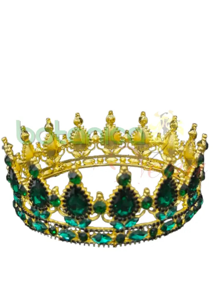 Corona de Santo Dorado con Cristales Verde