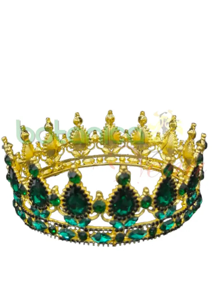 Corona de Santo Dorado con Cristales Verde