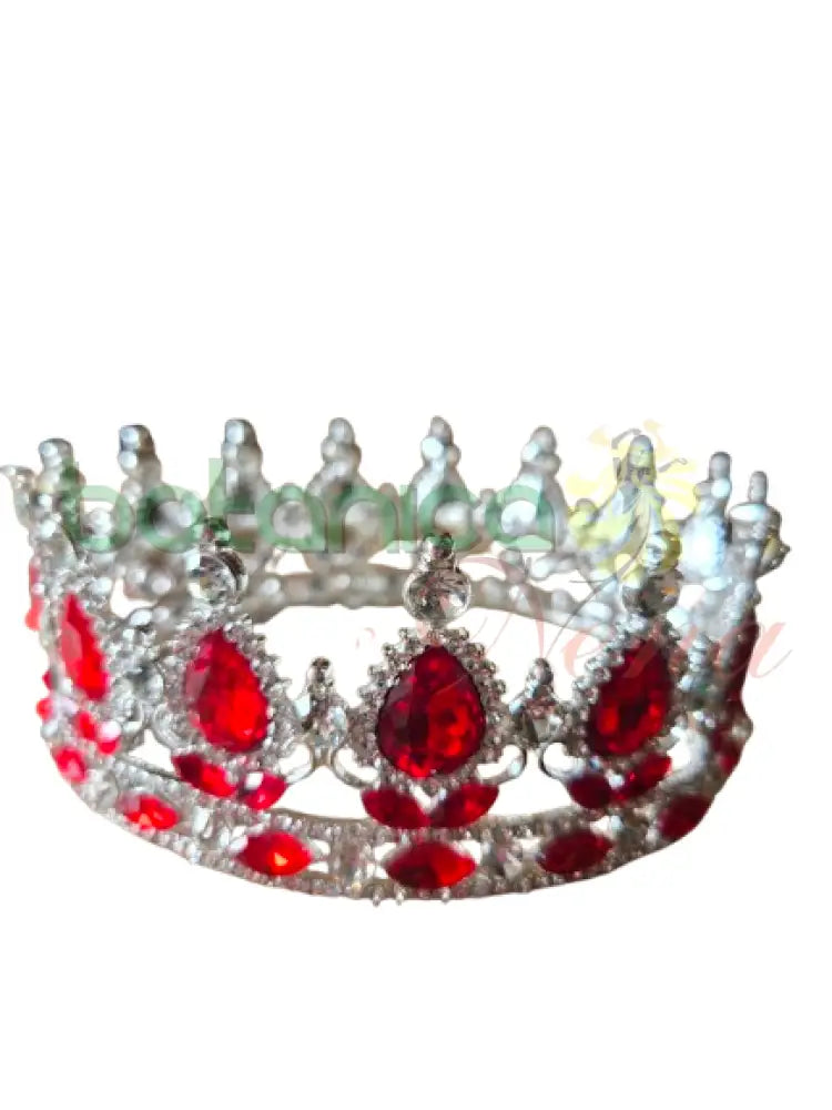 Corona de Santo Plateada con Cristales Roja