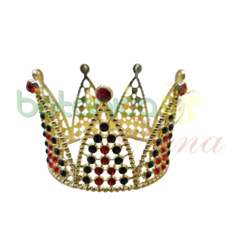 Corona Dorada Para Elegua con brillantes negro y rojo - Botanica Nena