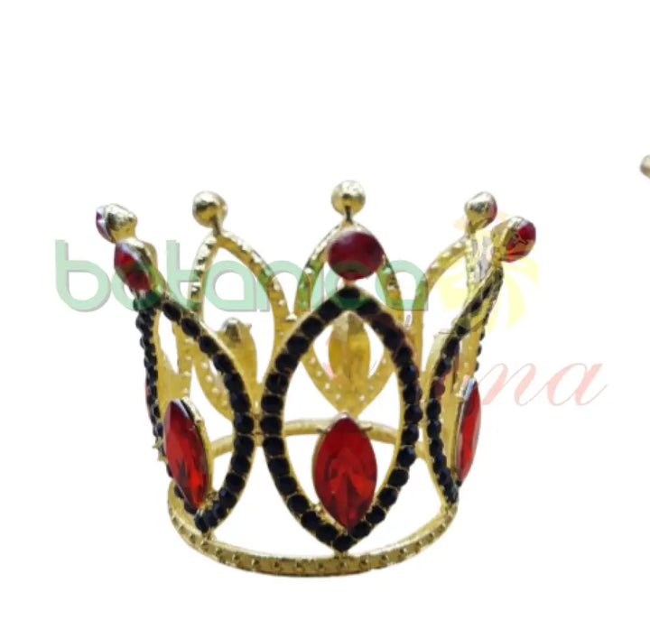 Corona Dorada Para Elegua con brillantes negro y rojo - Botanica Nena