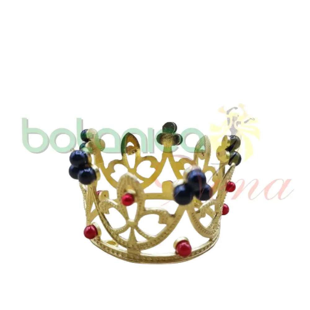 Corona Dorada Para Elegua con brillantes negro y rojo - Botanica Nena