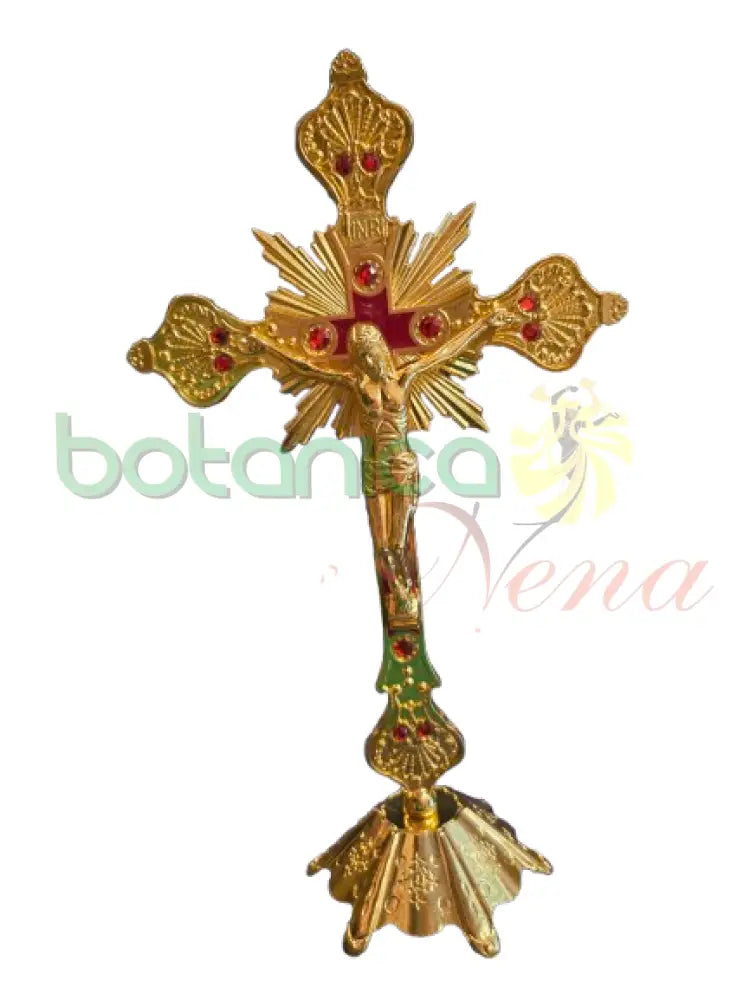 Crucifijo Con Base Dorado 13’’ Grande Dorado y Rojo 13’’H x 8’’W