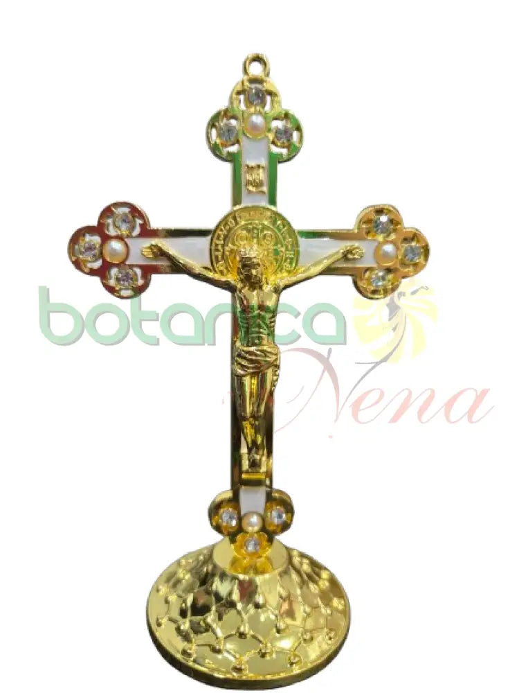 Crucifijo Con Base Dorado 6’’