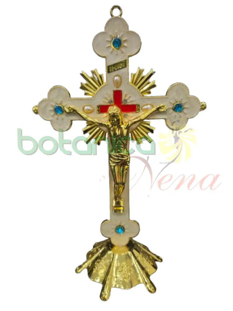 Crucifijo Con Base Dorado 8’’Alto