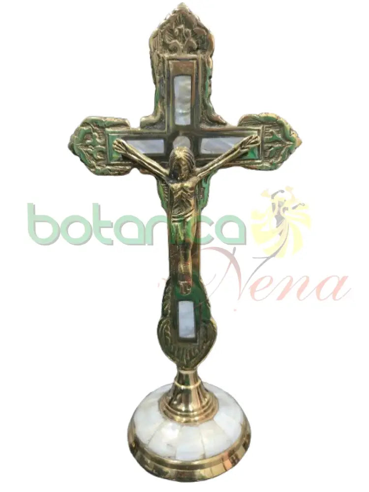 Crucifijo Con Base Dorado 9.5’’Alto