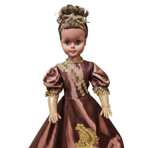 Muñeca Grande 30" Vestido Marron/carmelita - Botanica Nena