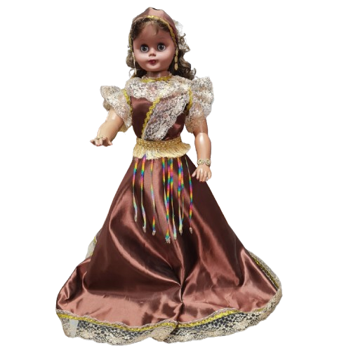 Muñeca Grande 30" Vestido Marron/carmelita - Botanica Nena