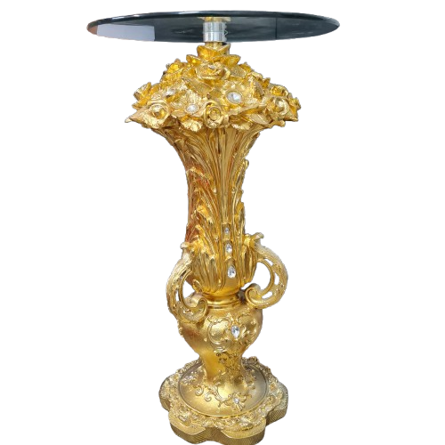 Pedestal Bucaro de Flores con cristal, Rhinestones y acentos Dorado 40" X 14"