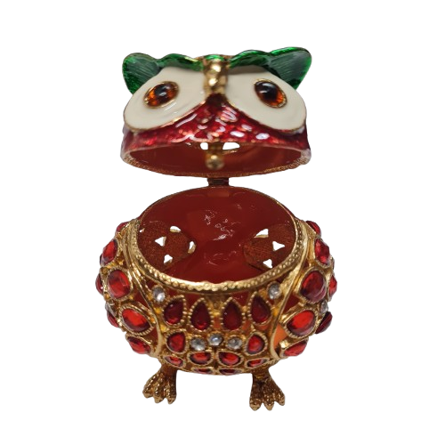 Joyero Buho  con brillantes 4.5"H x 4" W