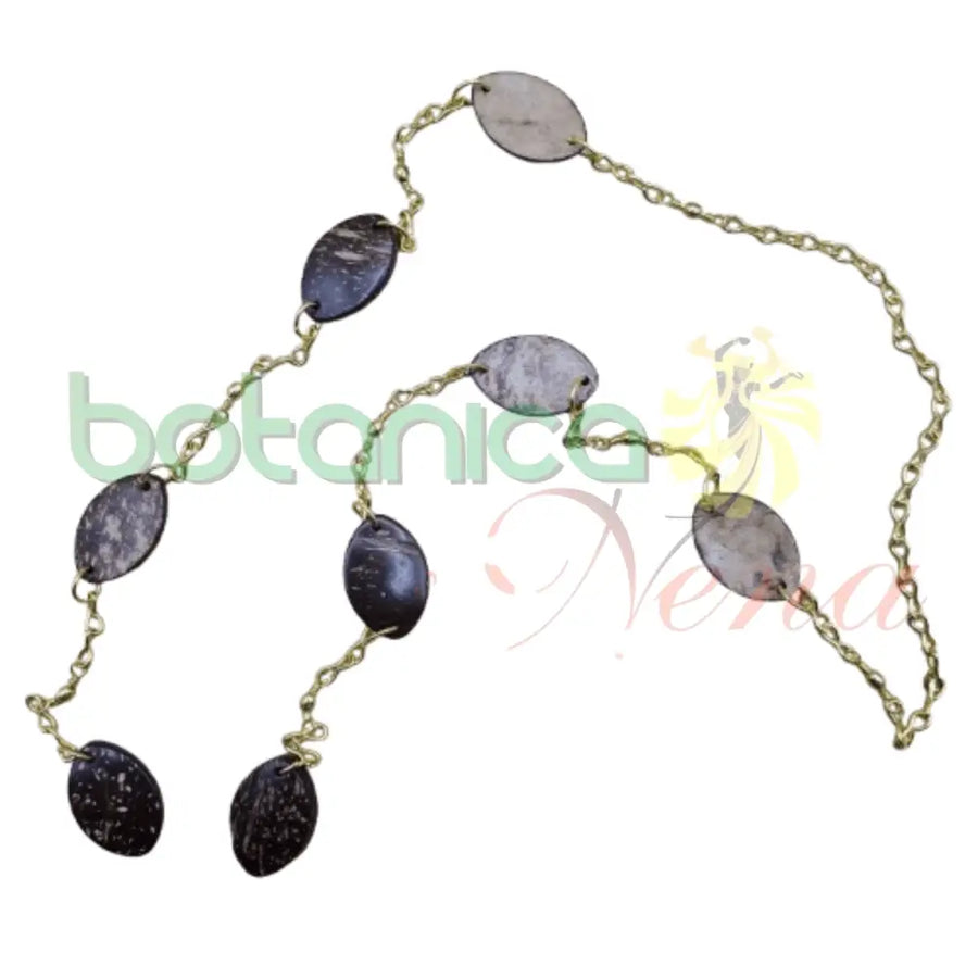 Ekuele de coco ovalado con Cadena Dorada - Botanica Nena