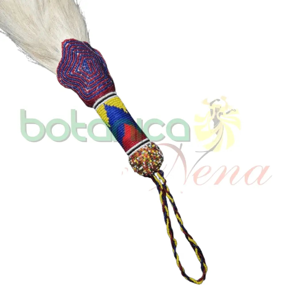 Eruke IFA - Cola Blanca con mango forrado en cuentas para Egbe, Ogbone 26" a 29" Alto Aproximado - Botanica Nena