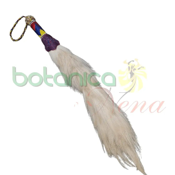 Eruke IFA - Cola Blanca con mango forrado en cuentas para Egbe, Ogbone 26" a 29" Alto Aproximado - Botanica Nena