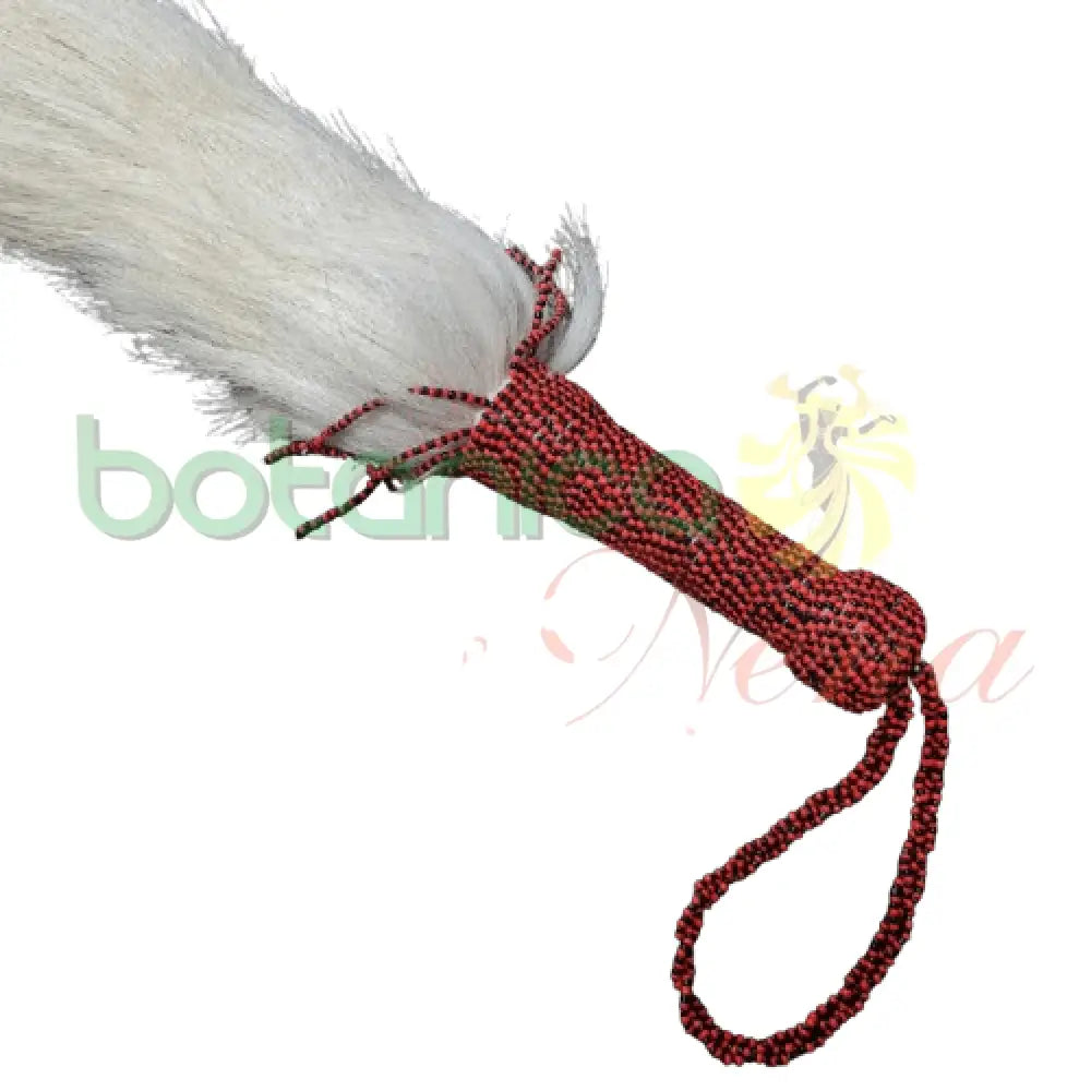 Eruke IFA - Cola Blanca con mango forrado en cuentas para Elegua 26" a 29" Alto Aproximado - Botanica Nena