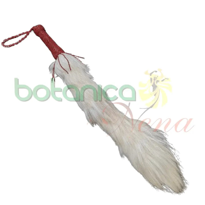 Eruke IFA - Cola Blanca con mango forrado en cuentas para Elegua 26" a 29" Alto Aproximado - Botanica Nena