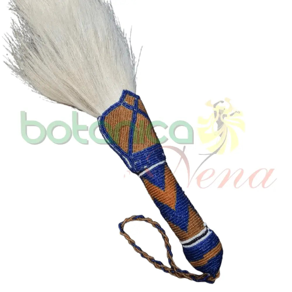 Eruke IFA - Cola Blanca con mango forrado en cuentas para Ochosi 26" a 29" Alto Aproximado - Botanica Nena