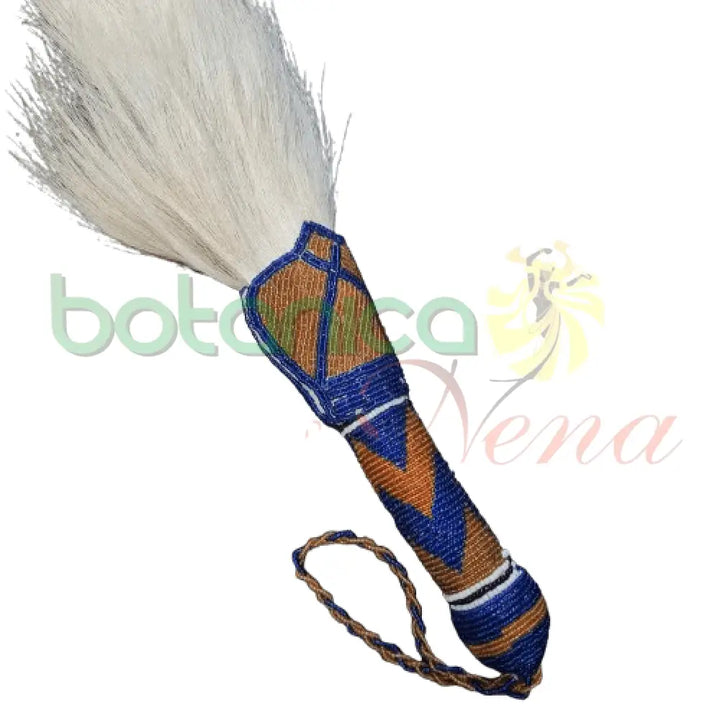 Eruke IFA - Cola Blanca con mango forrado en cuentas para Ochosi 26" a 29" Alto Aproximado - Botanica Nena