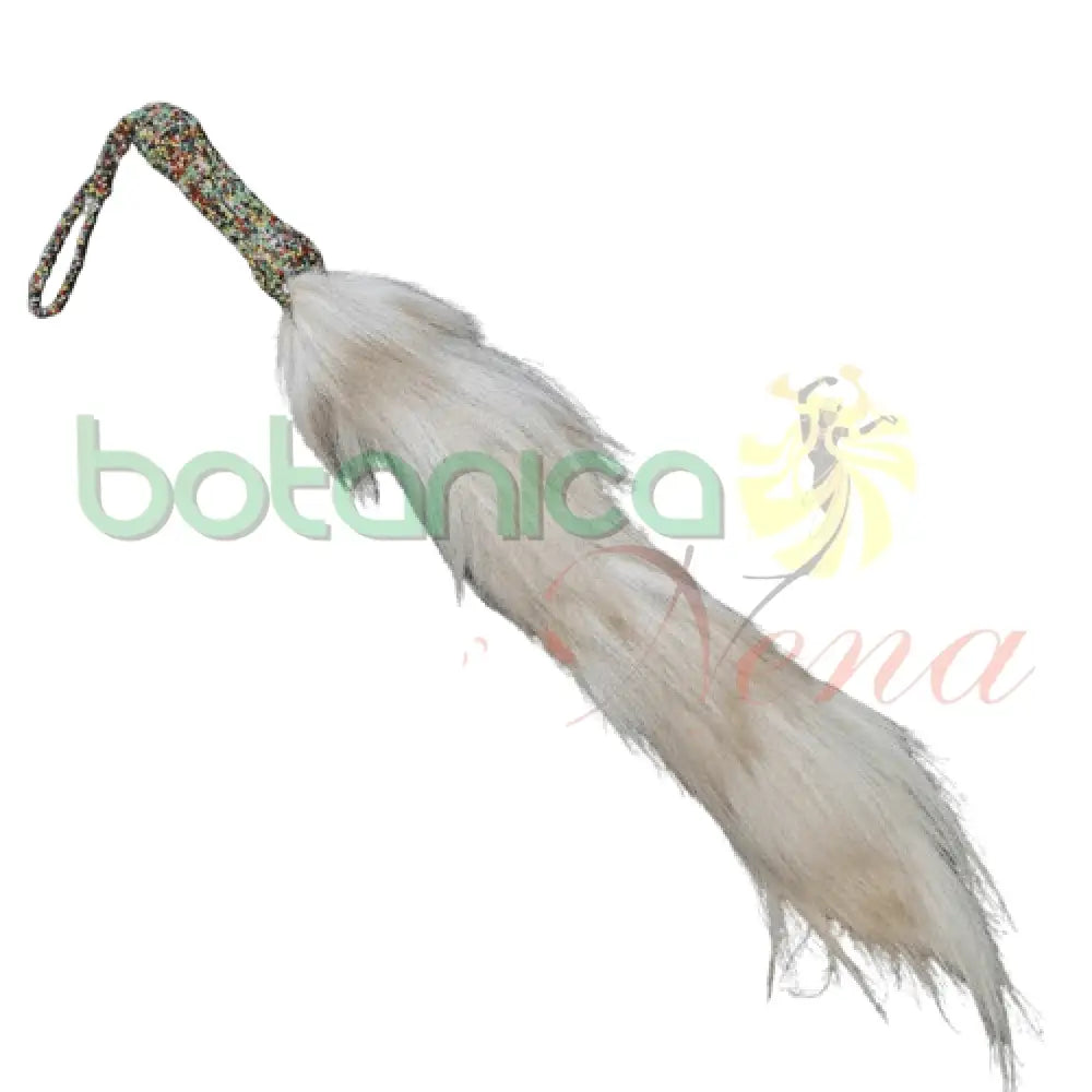 Eruke IFA - Cola Blanca con mango forrado en cuentas para Osain 26" a 29" Alto Aproximado - Botanica Nena