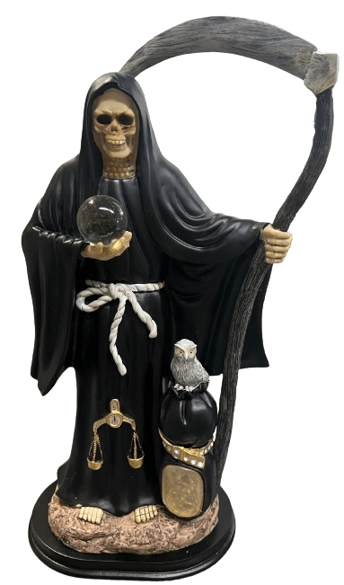 Santa Muerte Negra con Buho 17"H - Botanica Nena