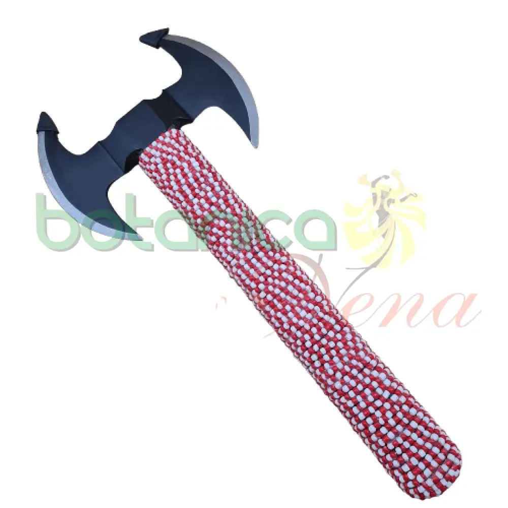 Hacha Medieval Forrada en Cuentas para Shango 15" Alto x 7" Ancho - Botanica Nena