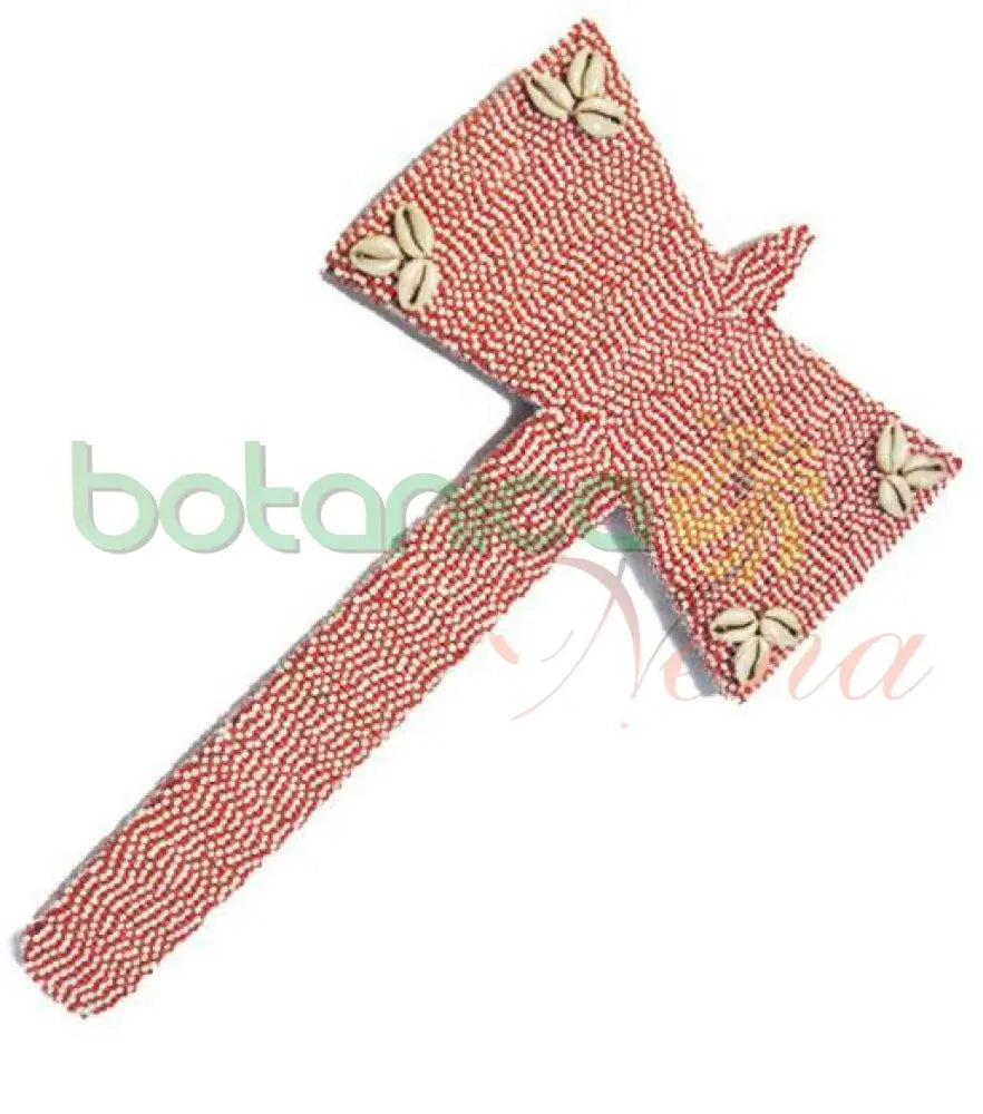 Hacha Shango en Madera Forrada en Cuentas 17" Alto x 10" Ancho - Botanica Nena