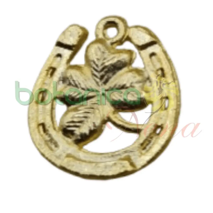 Herradura con Trebol para la suerte, metal 0.8" - Botanica Nena
