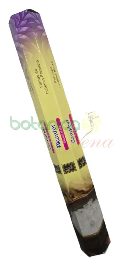 Incienso de Alcanfor. Camphor) Palito pequeño Caja Amarilla con Morado