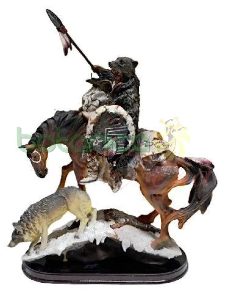 Indio a Caballo con Lobo 16" x 13" - Botanica Nena