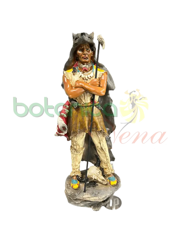Indio Con Lanza , Escudo y piel de lobo 15" - Botanica Nena