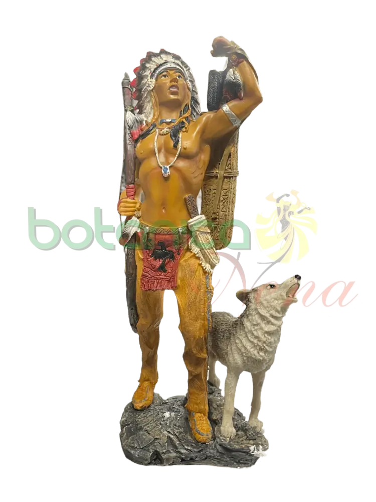 Indio Con Lobo Y Arco 14" - Botanica Nena