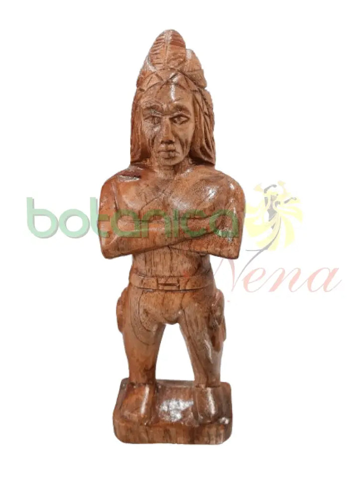 Indio Tallado en Cedro 13"Alto X4"X2" - Botanica Nena
