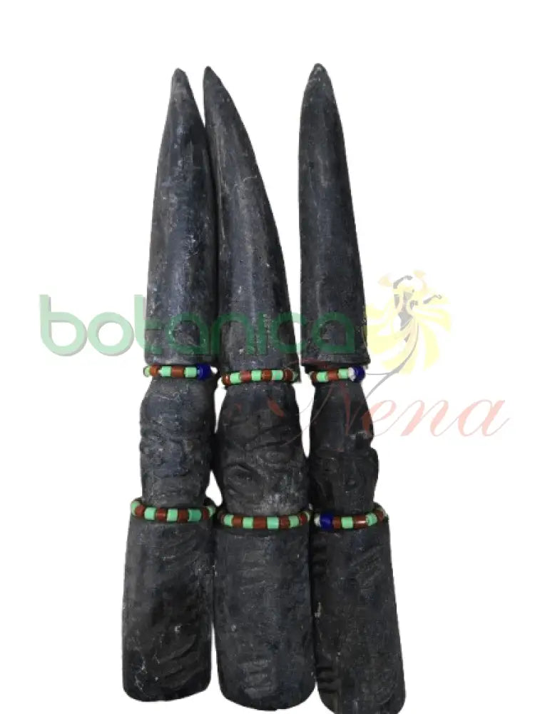 Iroke Campana Africano Mediano 11’’h Aprox Color Negro con cuentas ifa