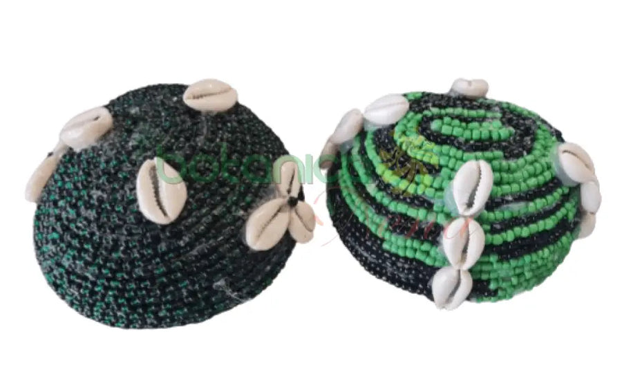 Jicara Coco Forrada en cuentas de Oggun 5" Ancho x 2"Alto aprox. - Botanica Nena