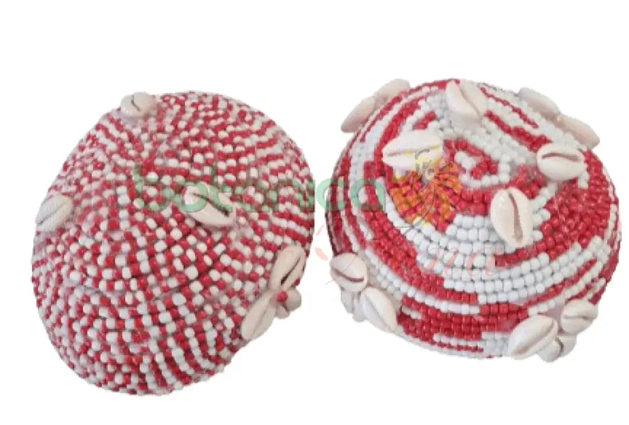 Jicara Coco Forrada en cuentas de Shango 5" Ancho x 2"Alto aprox. - Botanica Nena