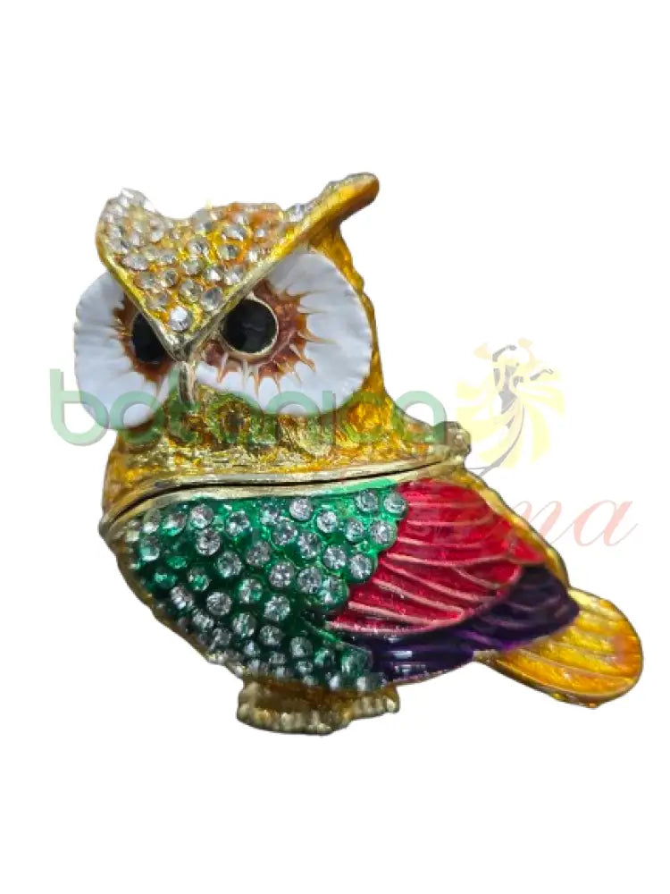 Joyero Buho con brillantes 3.3’’ Amarillo verde rojo morad
