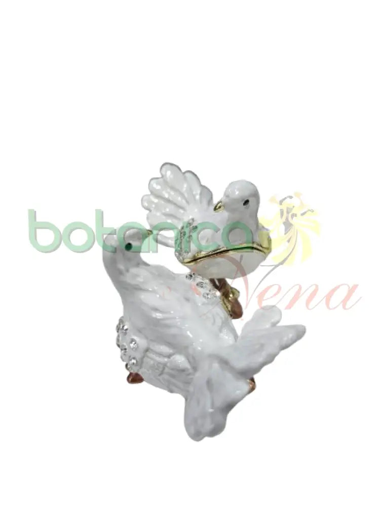Joyero de pareja Pajaros o palomas blancos con brillantes